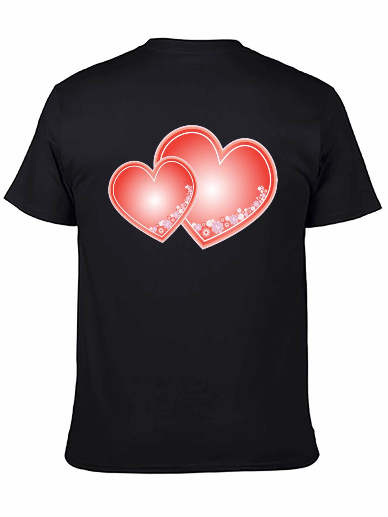Romantic Hearts Graphic Tee - Black Cotton Blend Shirt