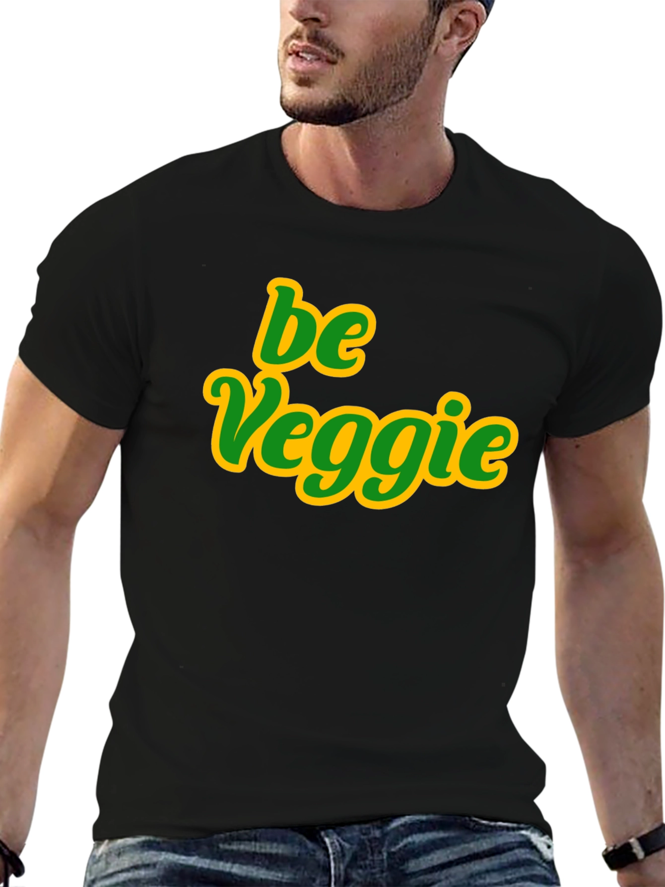 Be Veggie Graphic Tee - Black Cotton T-Shirt