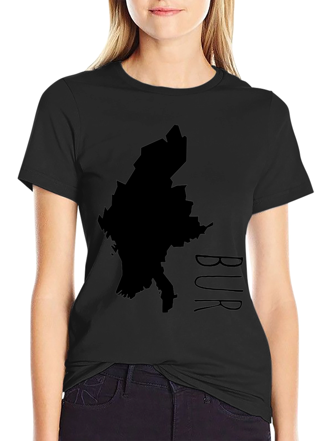 Black T-Shirt with State Outline - Casual Menswear