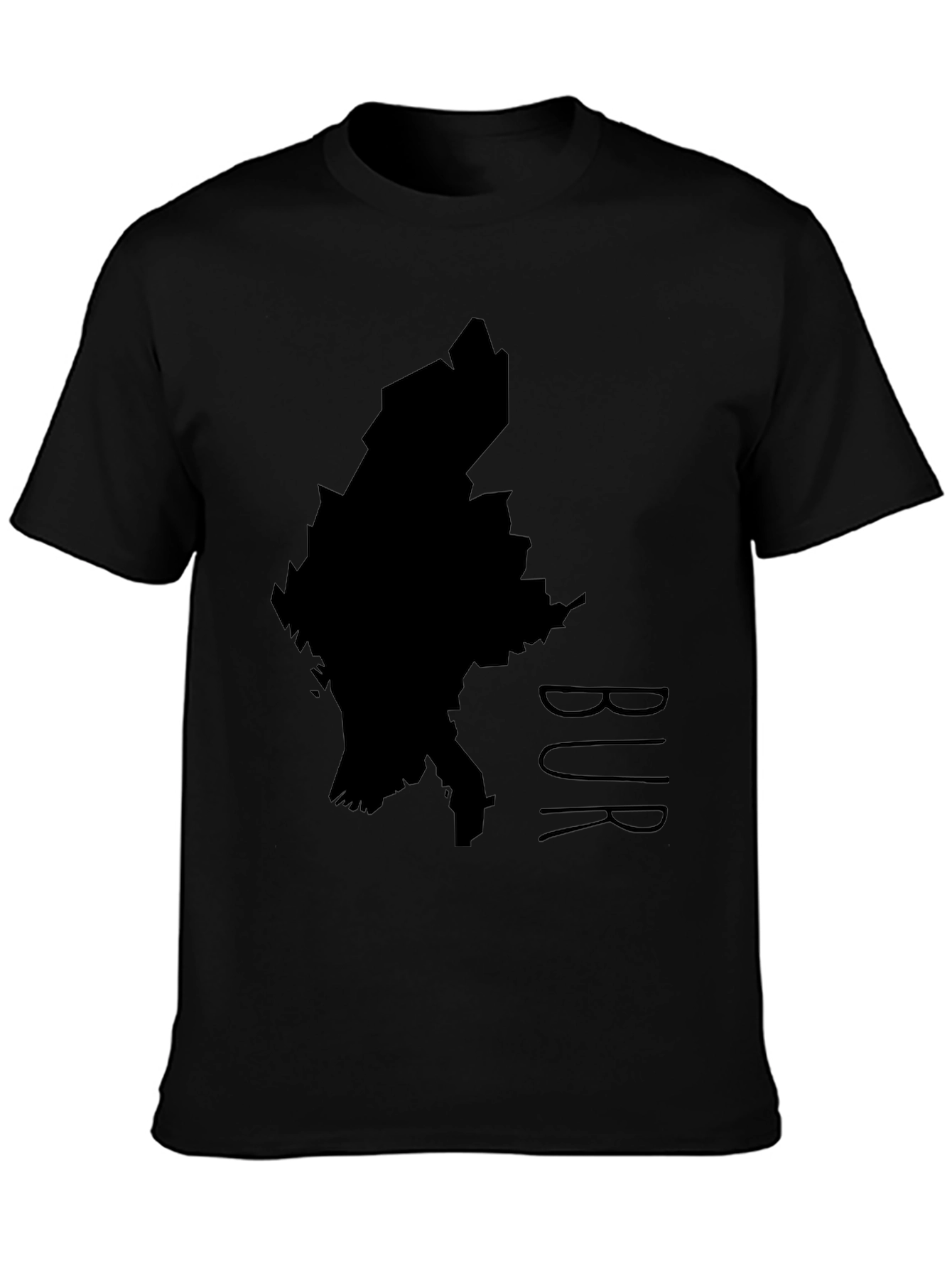 Black T-Shirt with State Outline - Casual Menswear