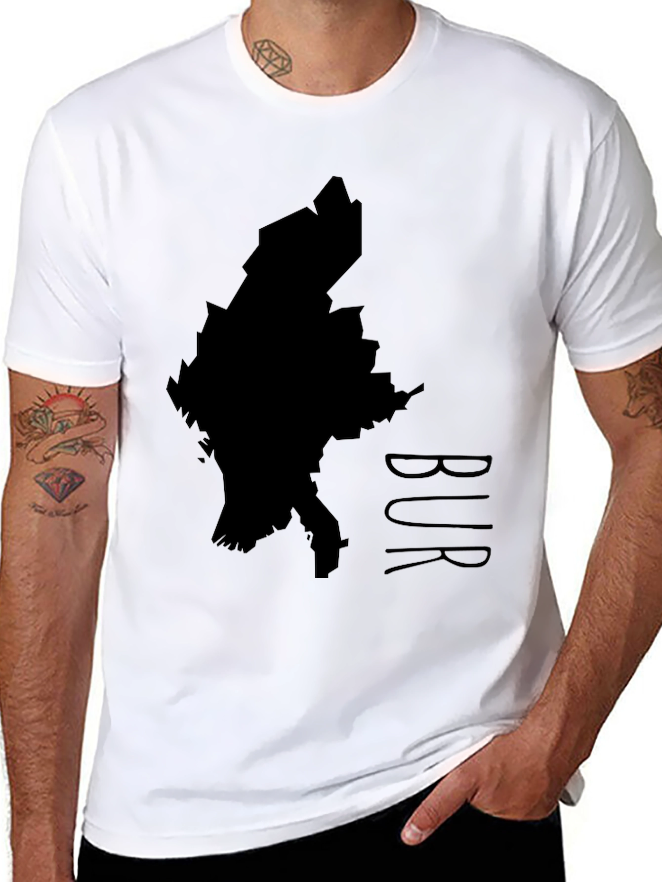 Black T-Shirt with State Outline - Casual Menswear