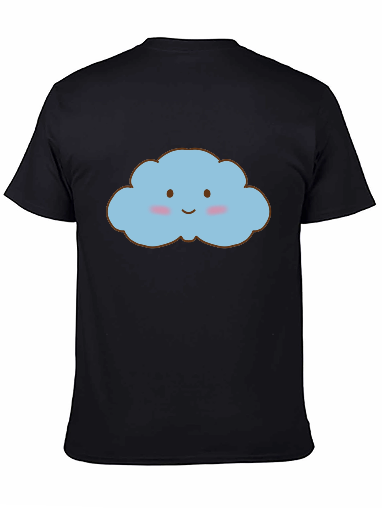 Cute Kawaii Cloud Graphic Black T-Shirt