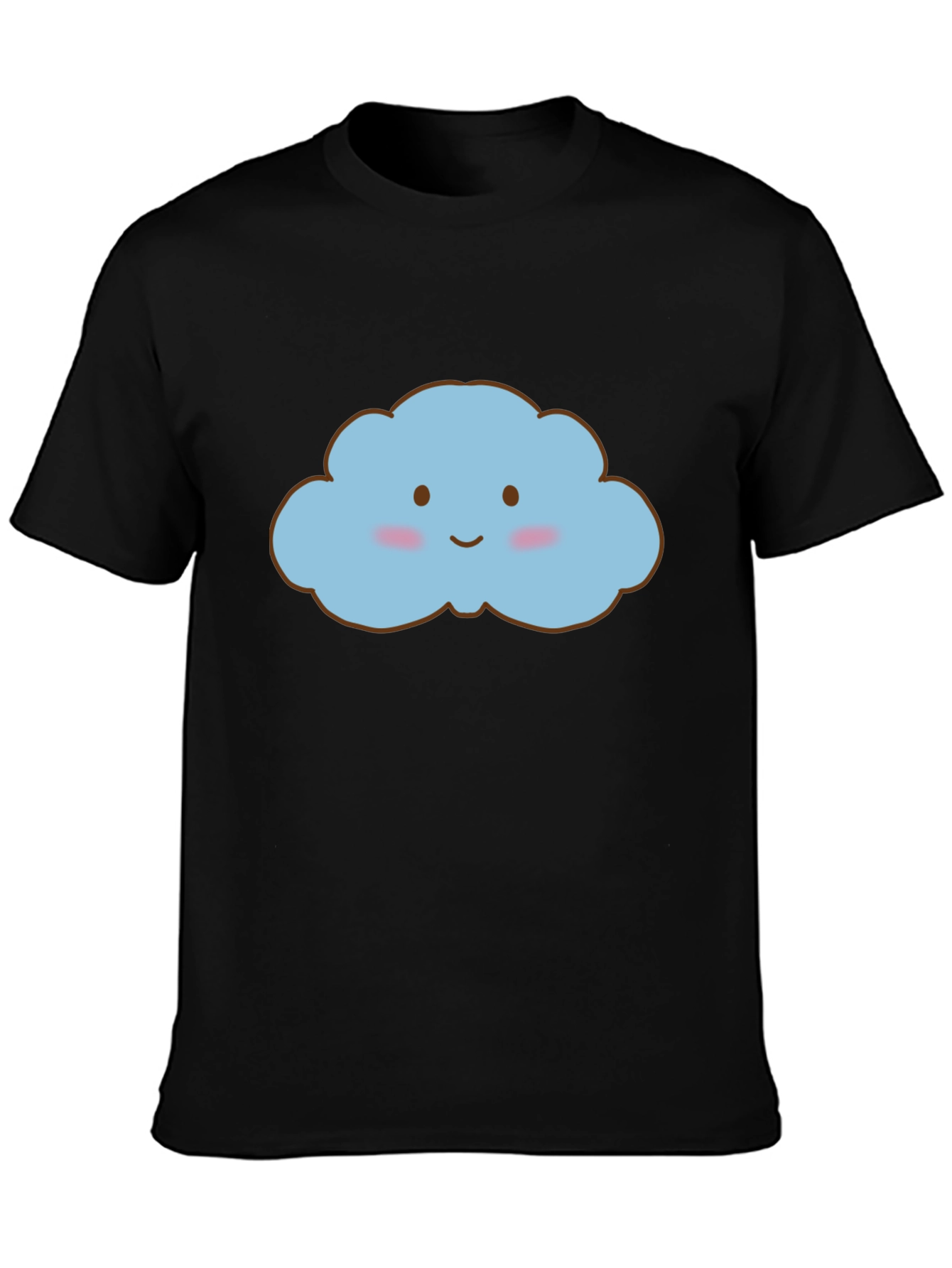 Cute Kawaii Cloud Graphic Black T-Shirt