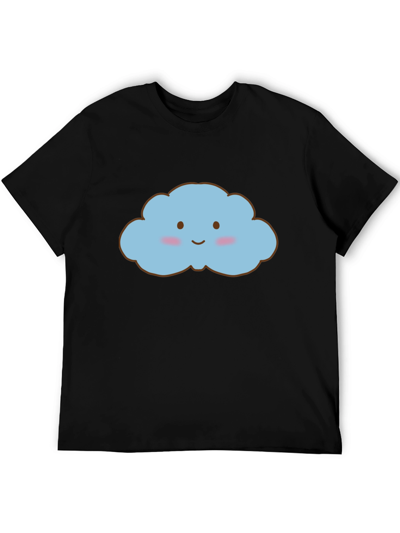 Cute Kawaii Cloud Graphic Black T-Shirt