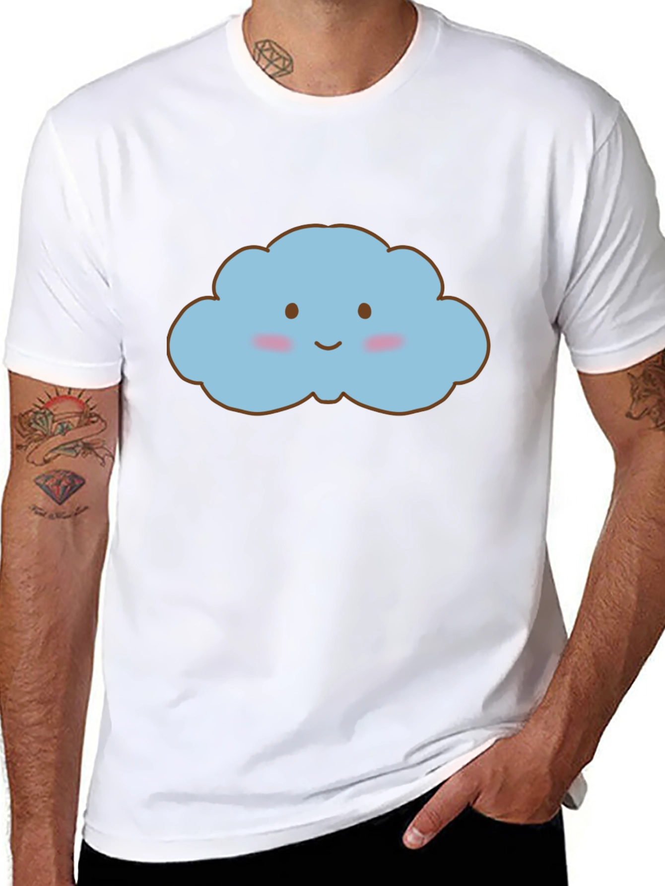 Cute Kawaii Cloud Graphic Black T-Shirt