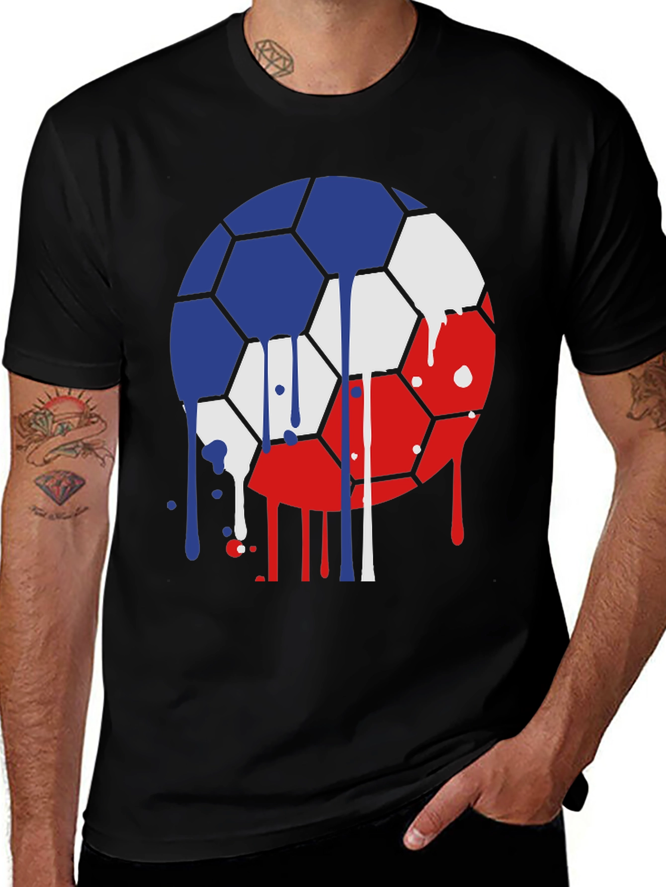 Dripping Soccer Ball Graphic Tee - Unique Design