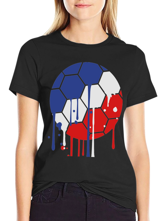 Dripping Soccer Ball Graphic Tee - Unique Design