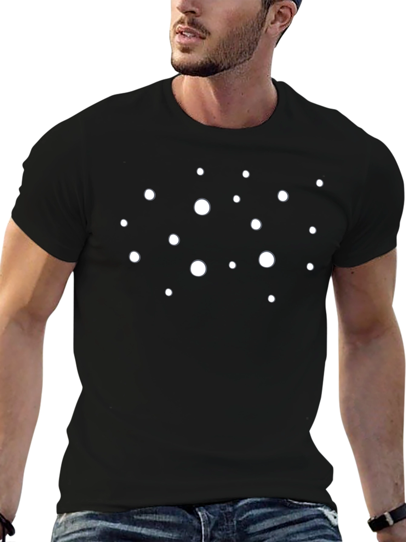 Black T-Shirt with White Polka Dots