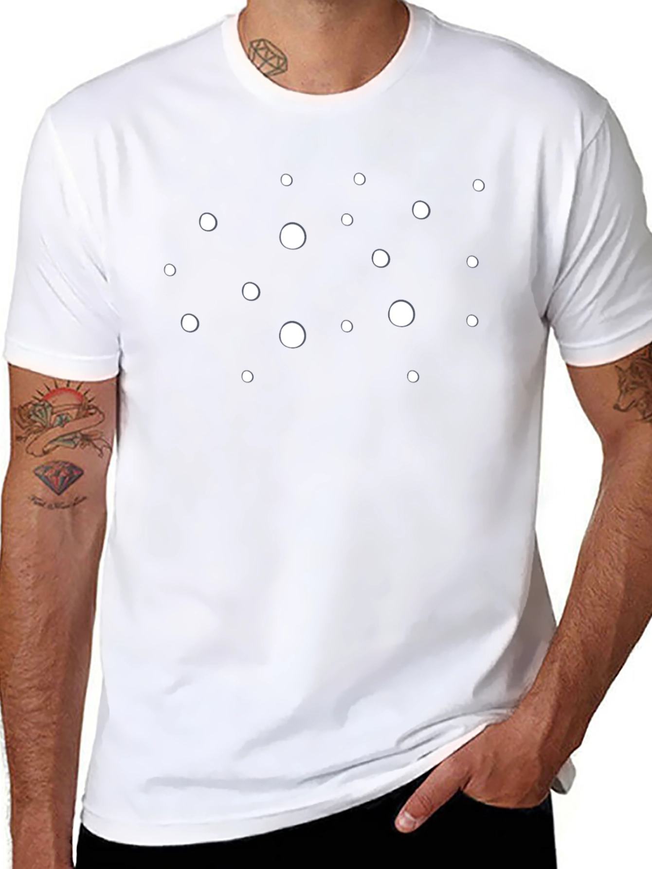 Black T-Shirt with White Polka Dots