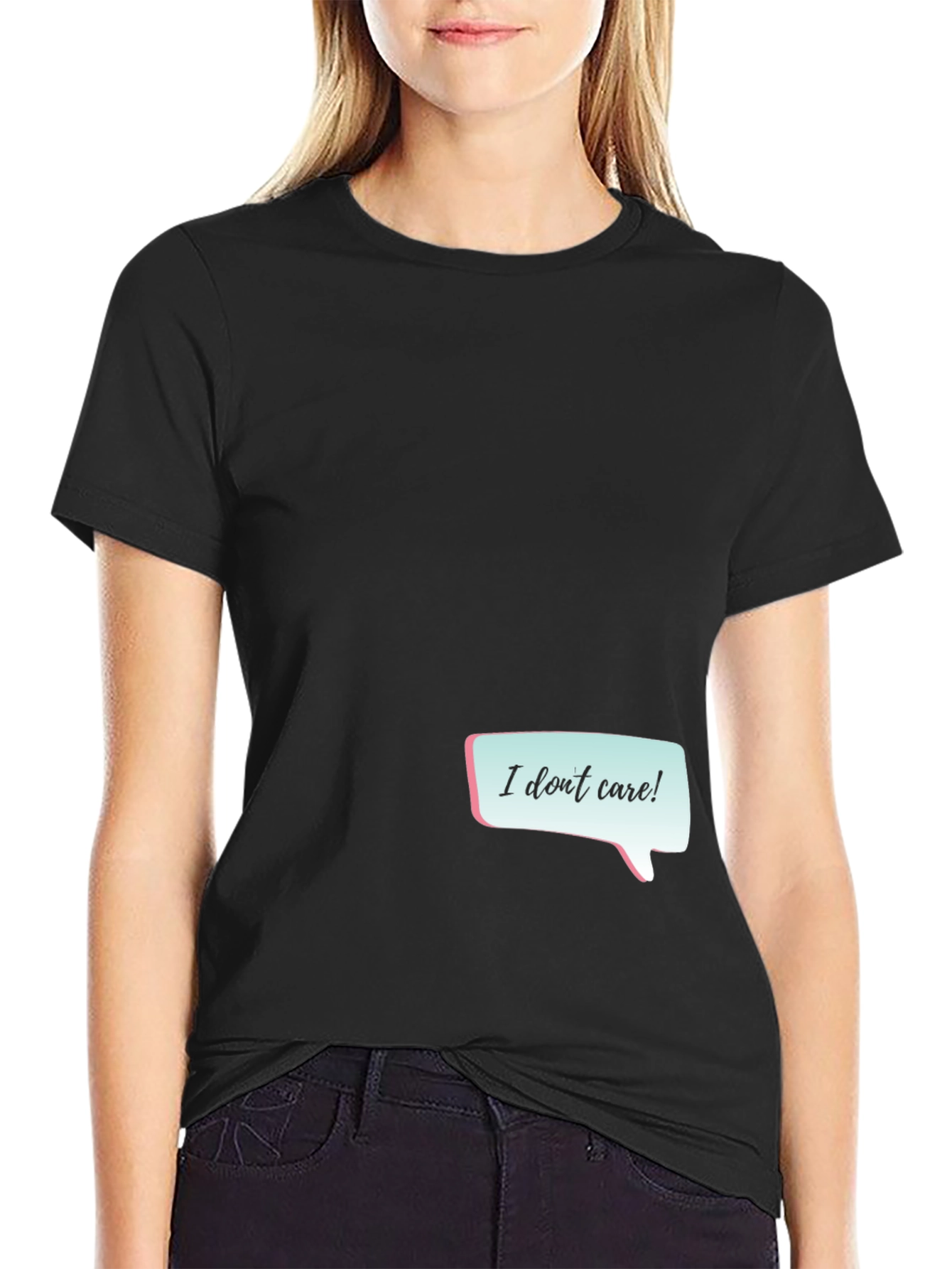 I Dont Care Graphic Tee - Black Casual T-Shirt