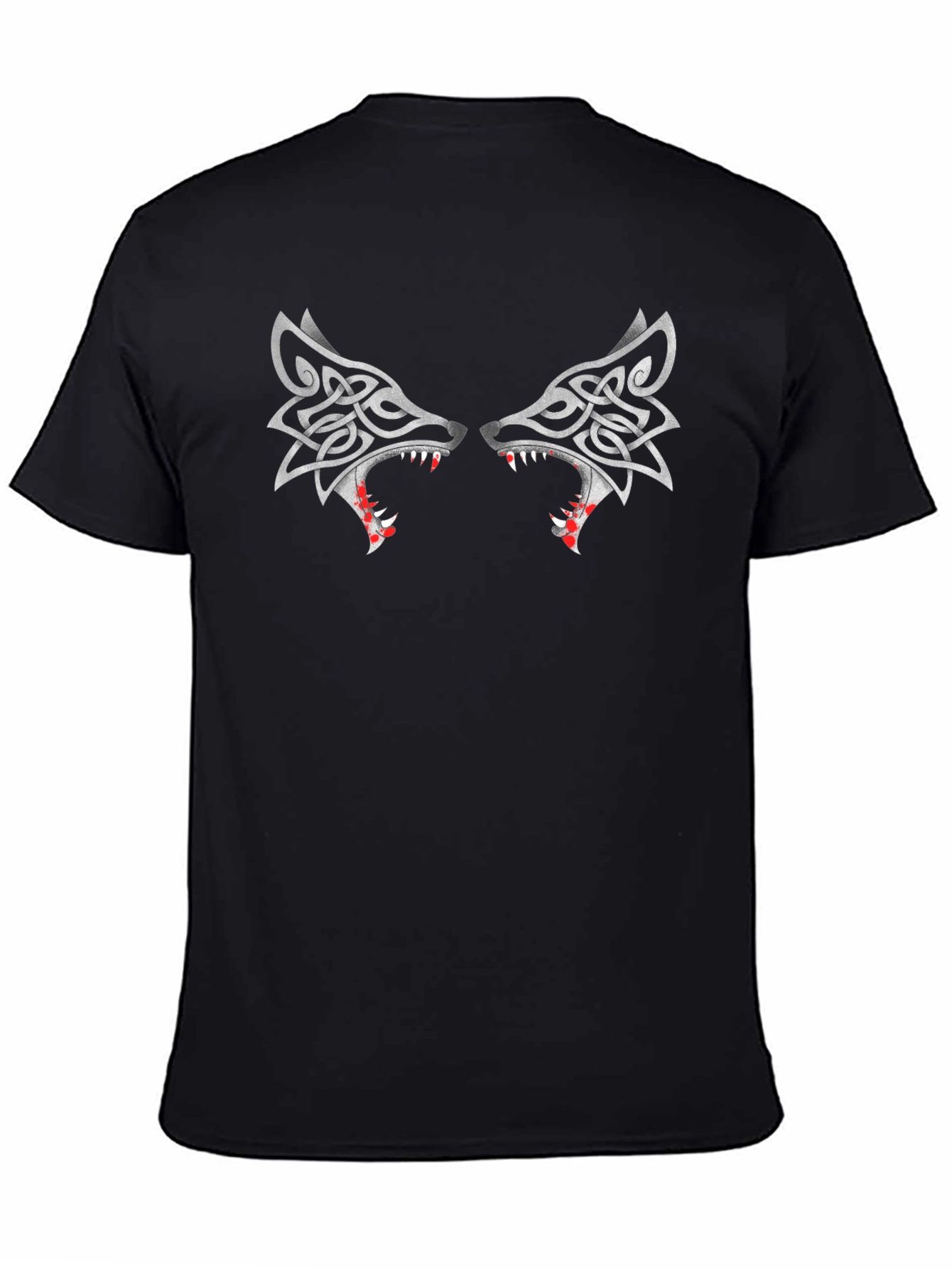 Wolf Head Celtic Knot Design Black T-Shirt