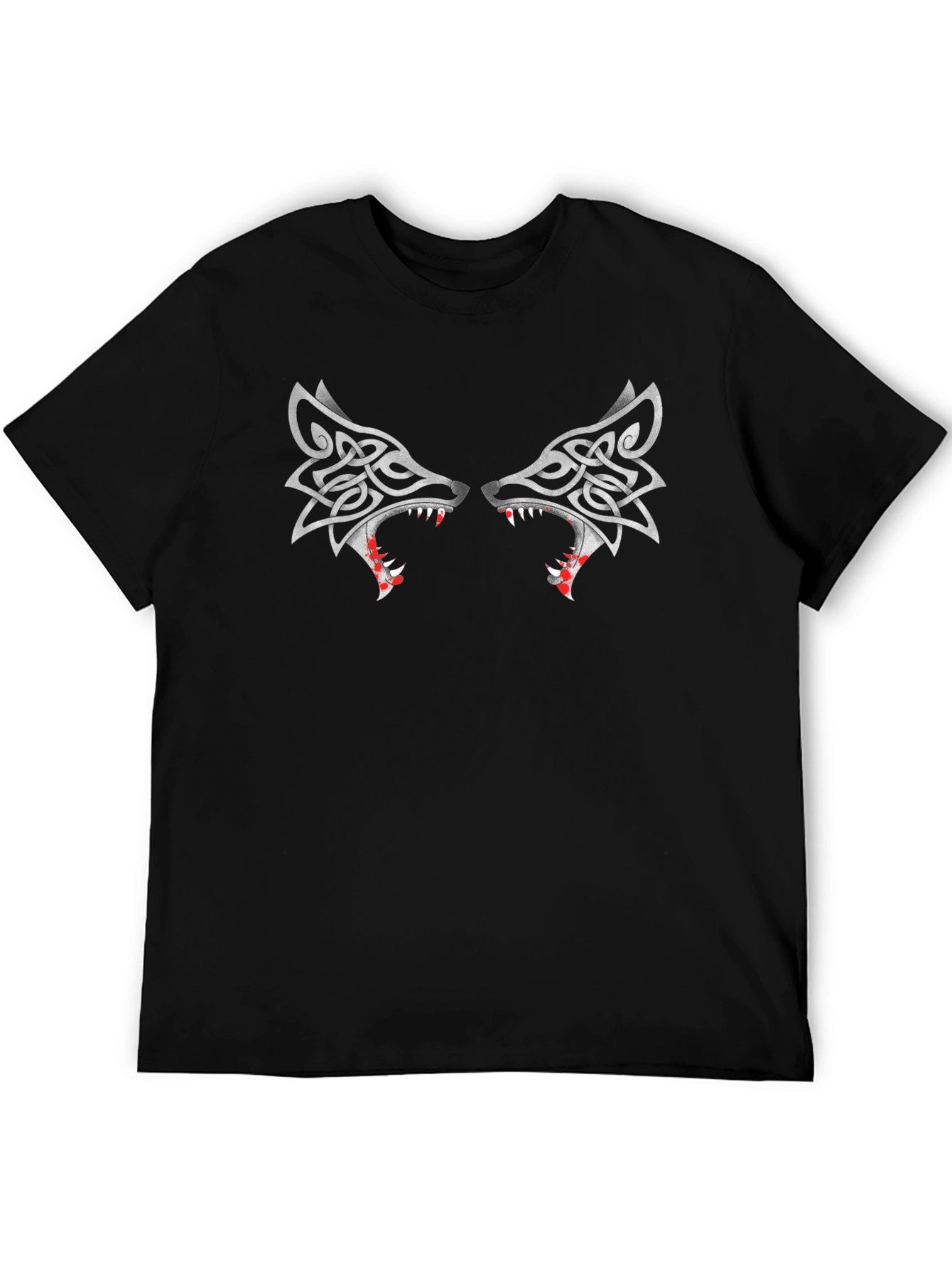 Wolf Head Celtic Knot Design Black T-Shirt