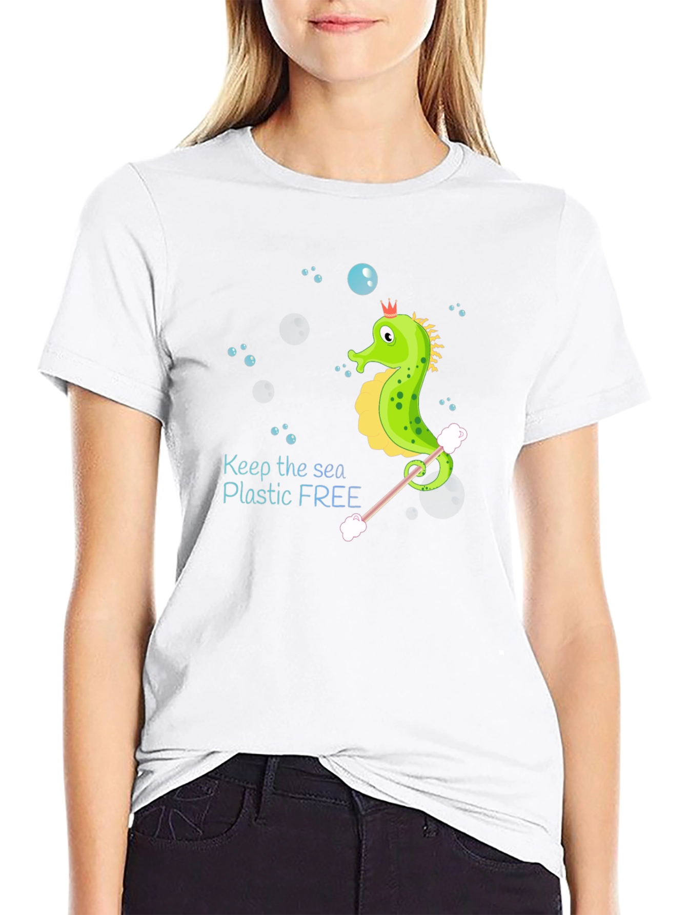 Eco-Friendly Seahorse Graphic Tee