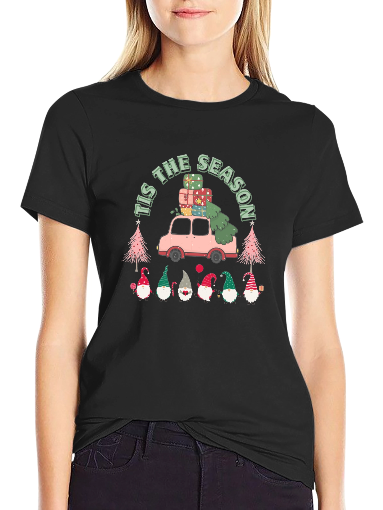 Tis The Season Christmas Gnome Graphic Tee