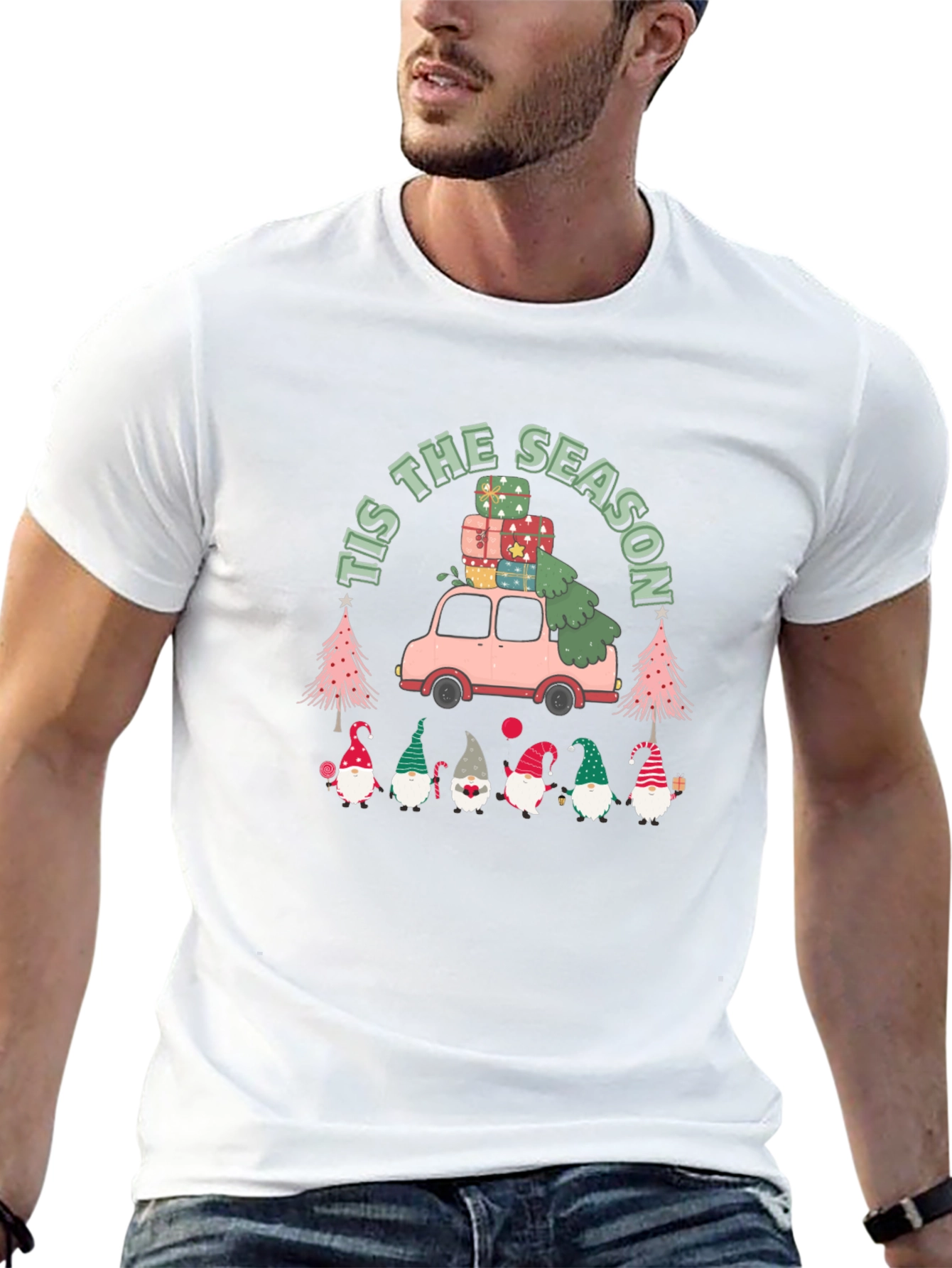 Tis The Season Christmas Gnome Graphic Tee