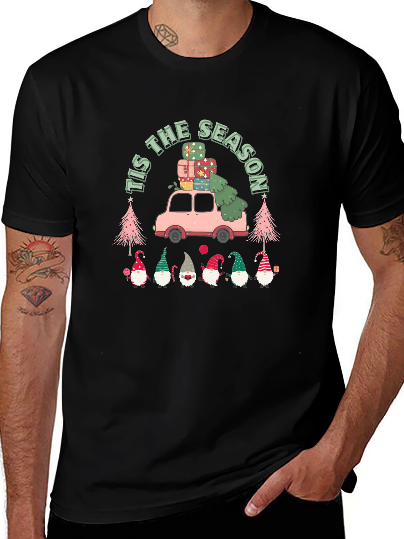 Tis The Season Christmas Gnome Graphic Tee