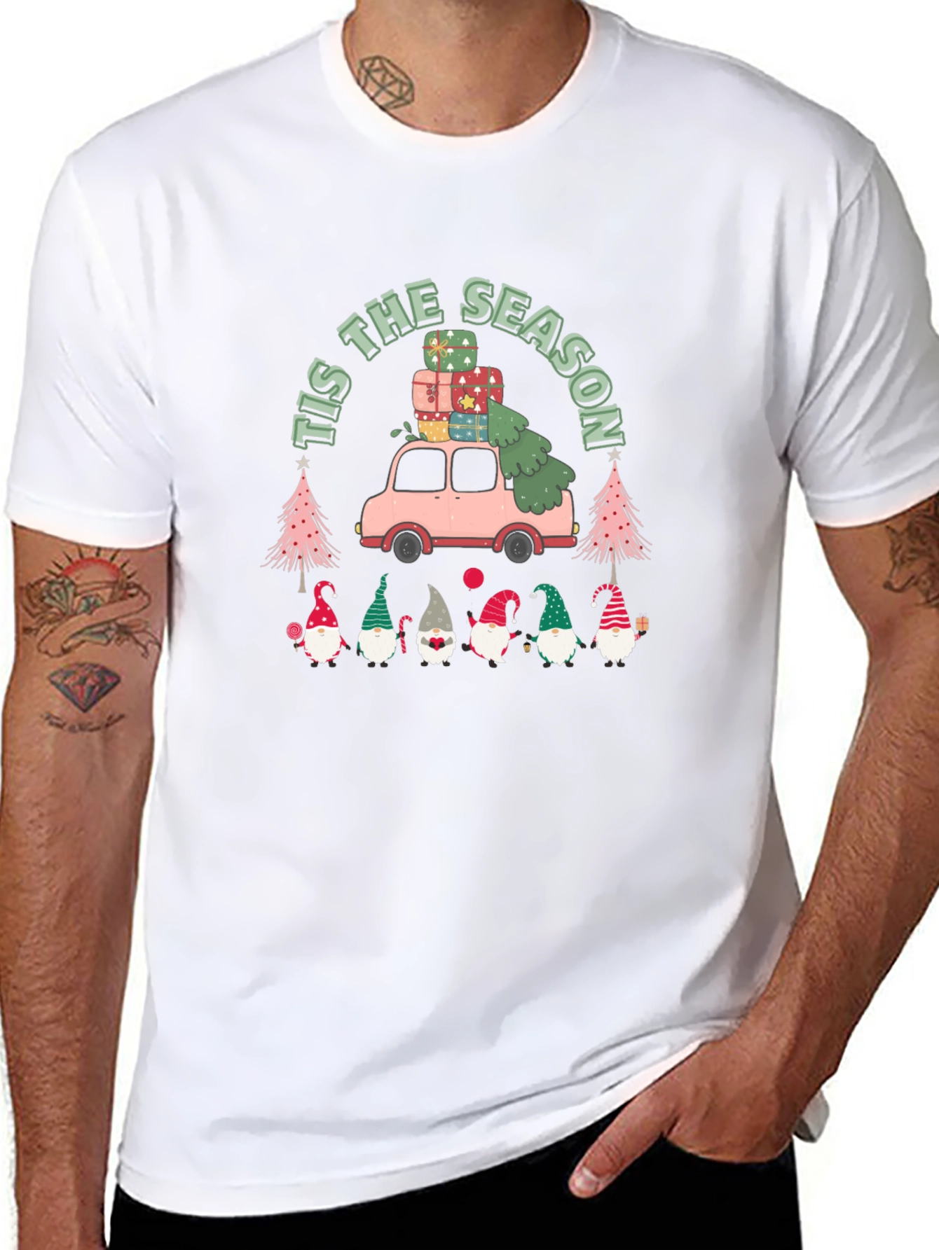 Tis The Season Christmas Gnome Graphic Tee
