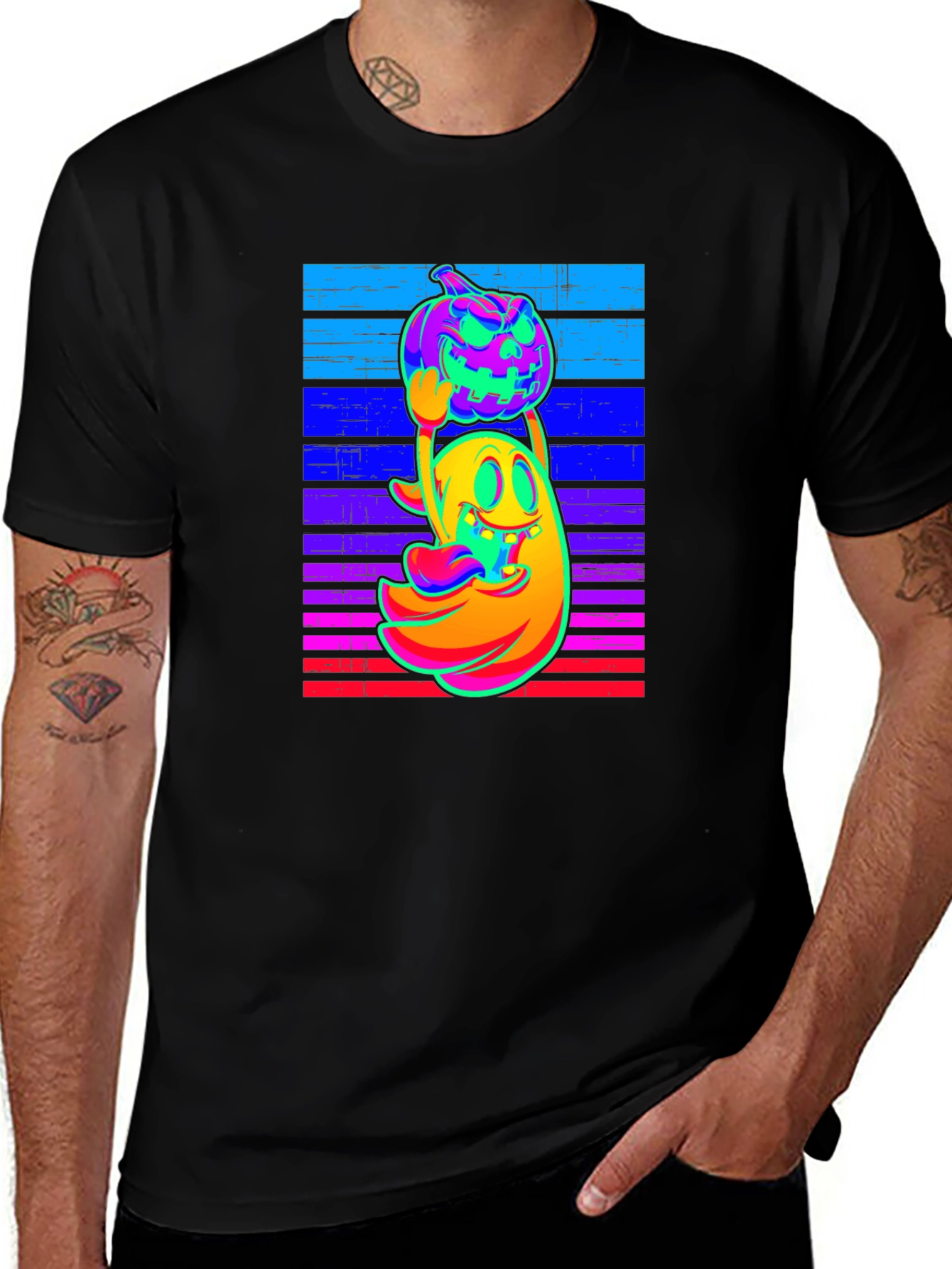Neon Ghost & Pumpkin Graphic Tee