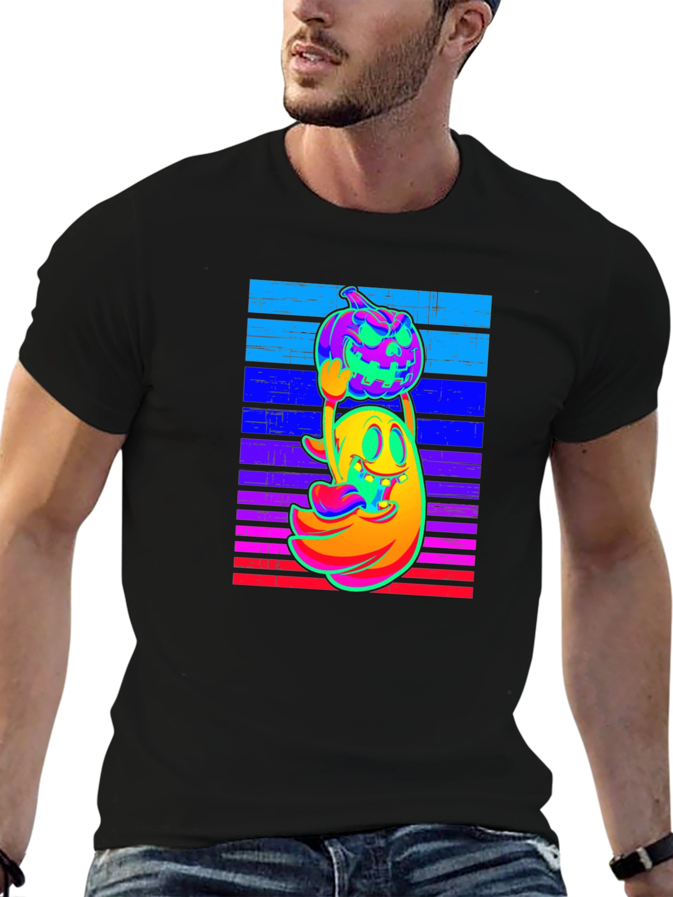 Neon Ghost & Pumpkin Graphic Tee