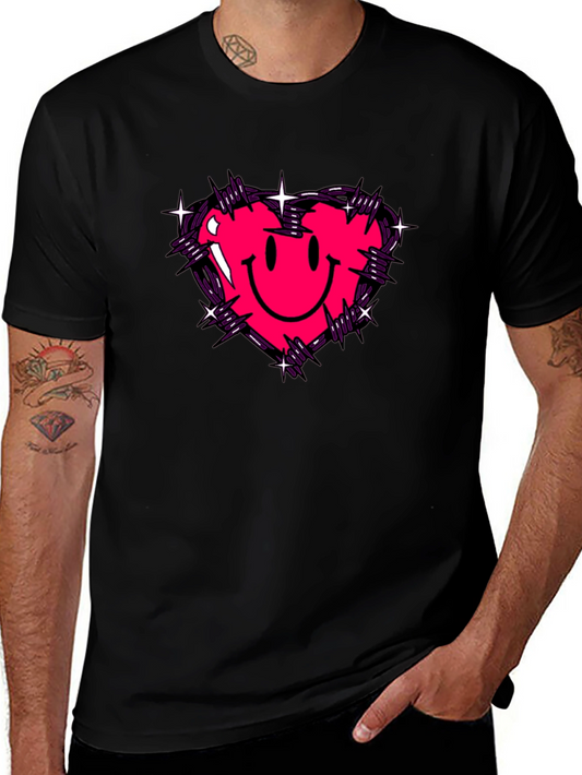 Barbed Heart Smiley Face Graphic Tee