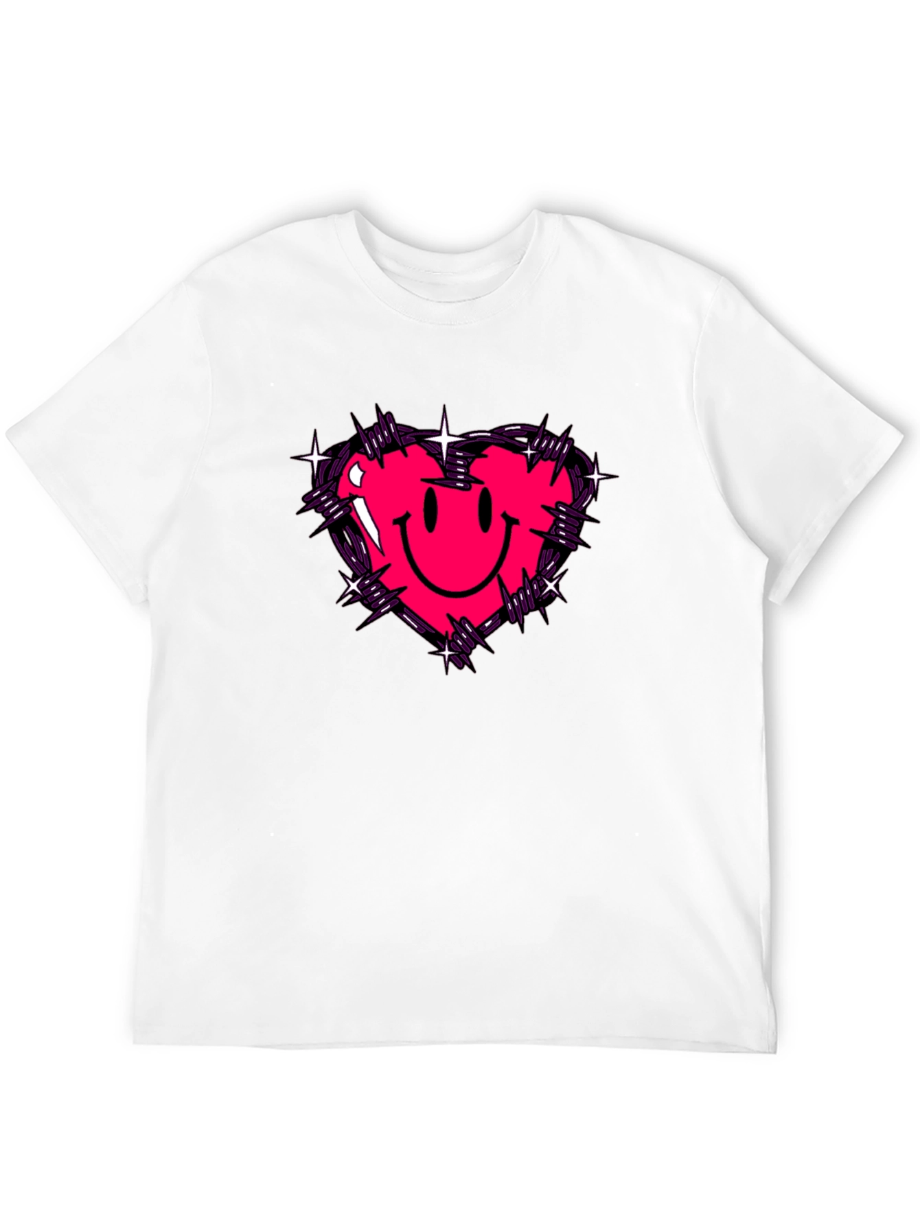 Barbed Heart Smiley Face Graphic Tee