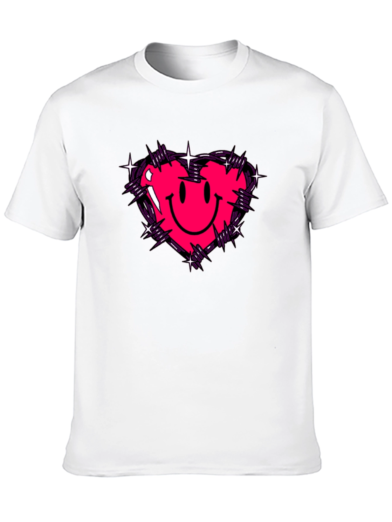 Barbed Heart Smiley Face Graphic Tee