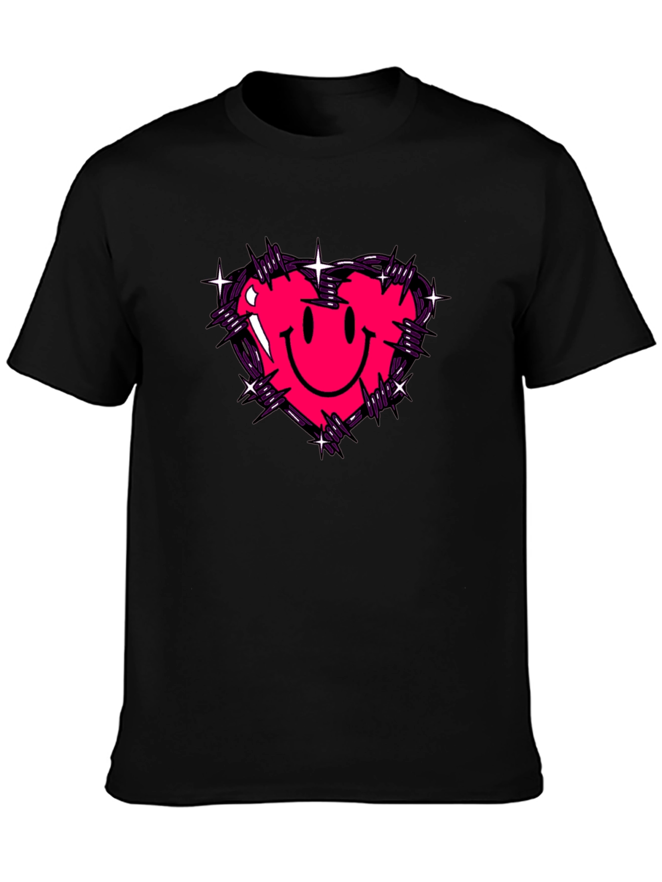 Barbed Heart Smiley Face Graphic Tee