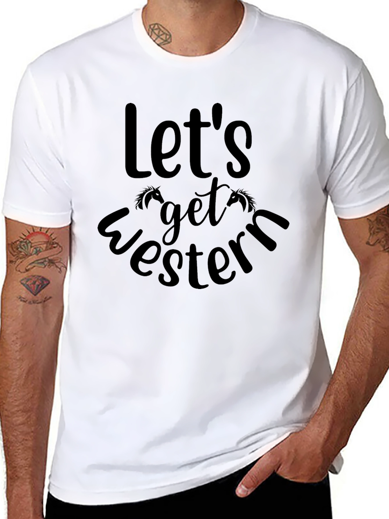 Lets Get Western Graphic Tee - Black Cotton Blend