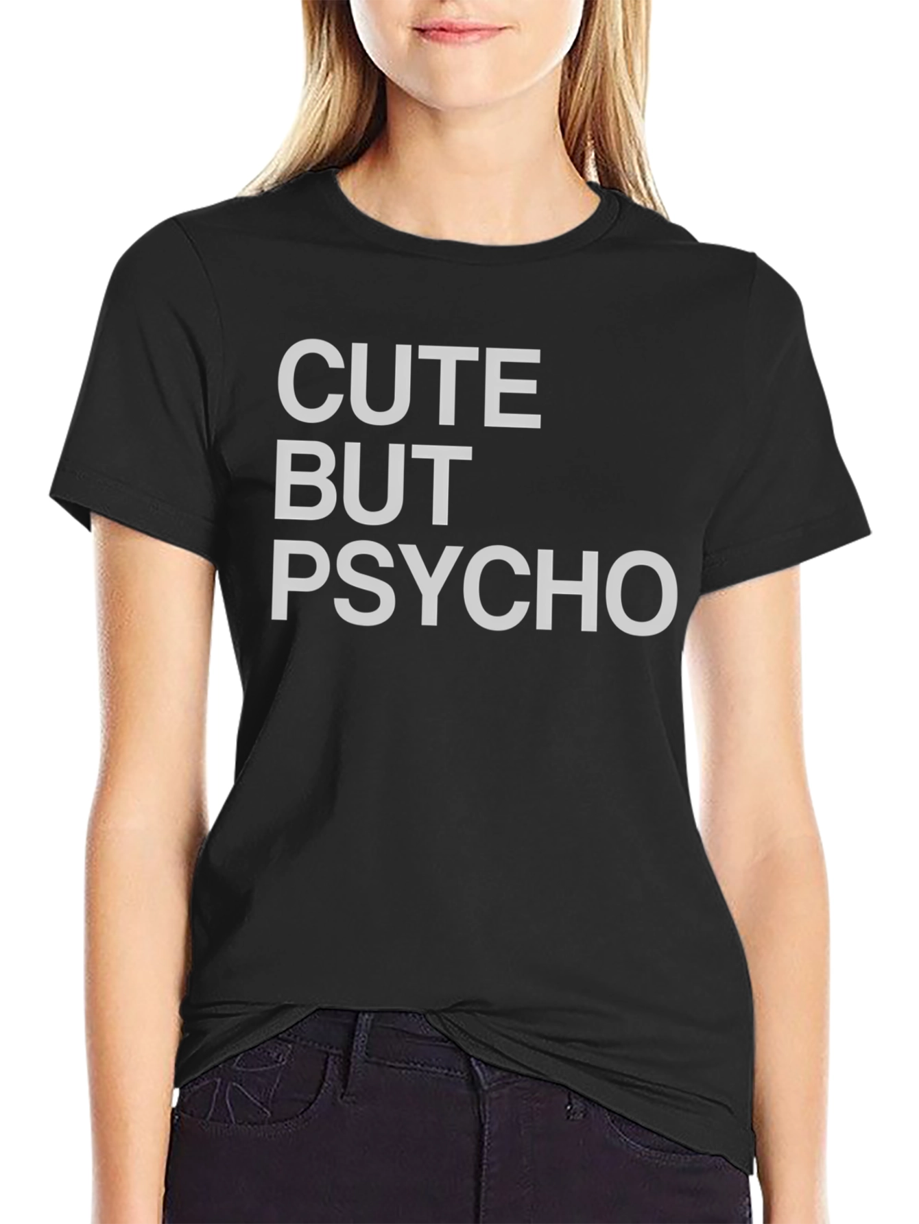 Cute But Psycho Black Graphic T-Shirt