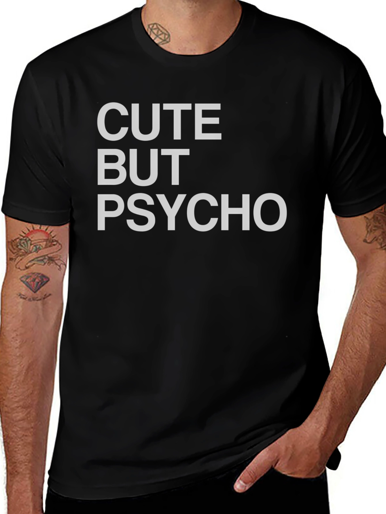 Cute But Psycho Black Graphic T-Shirt