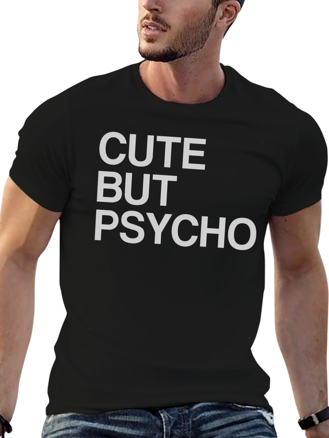 Cute But Psycho Black Graphic T-Shirt
