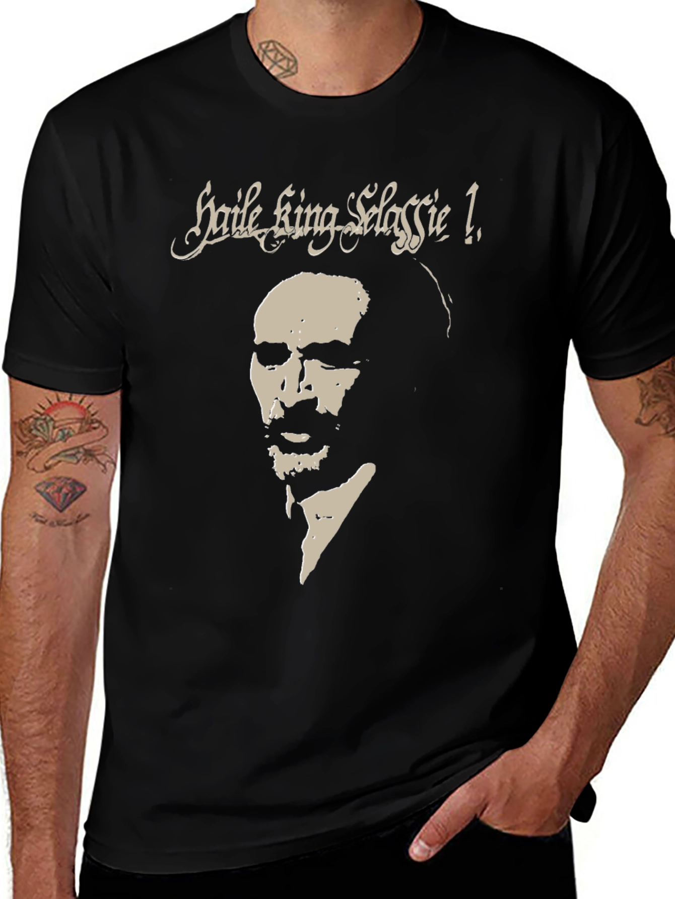Haile Selassie I Graphic Black T-Shirt