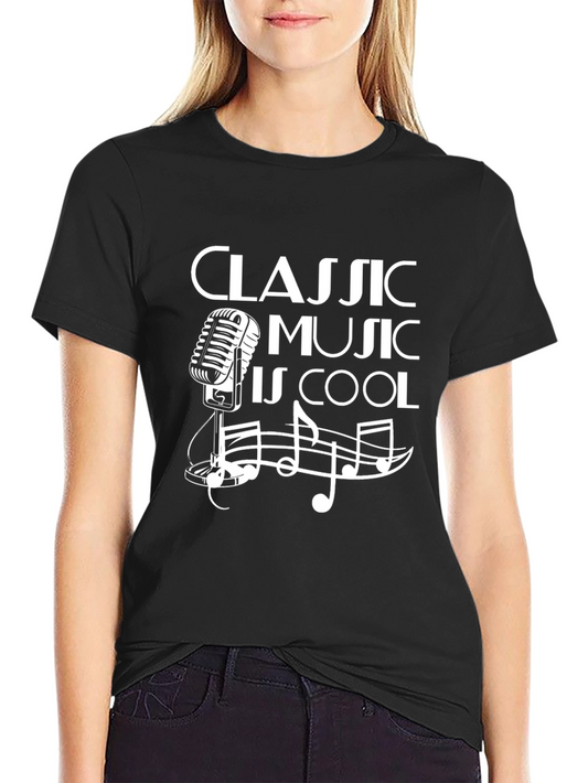 Classic Music Is Cool Graphic Tee - Stylish Black T-Shirt