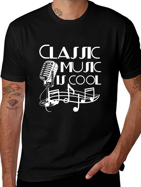 Classic Music Is Cool Graphic Tee - Stylish Black T-Shirt