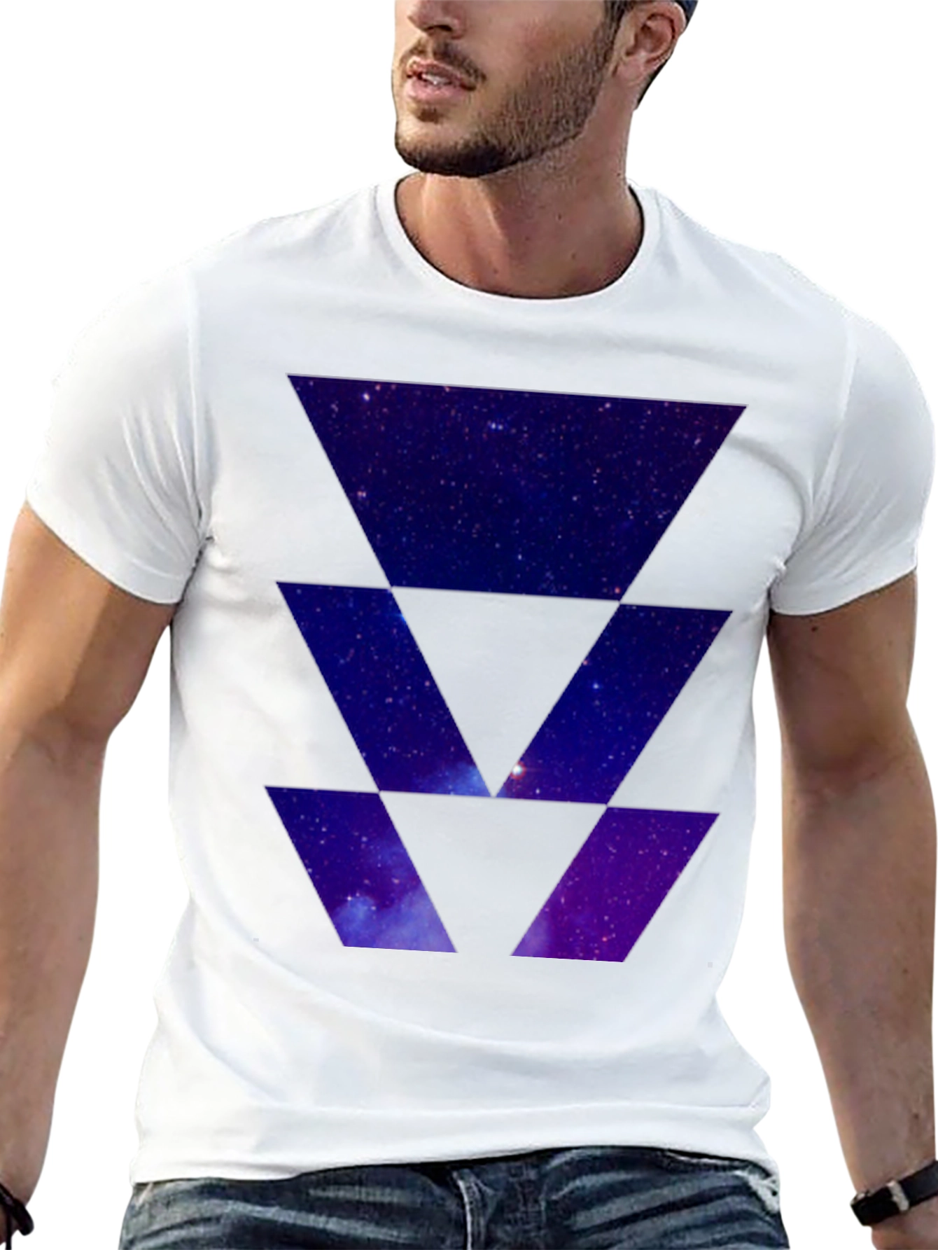 Galaxy Triangles Graphic Black T-Shirt