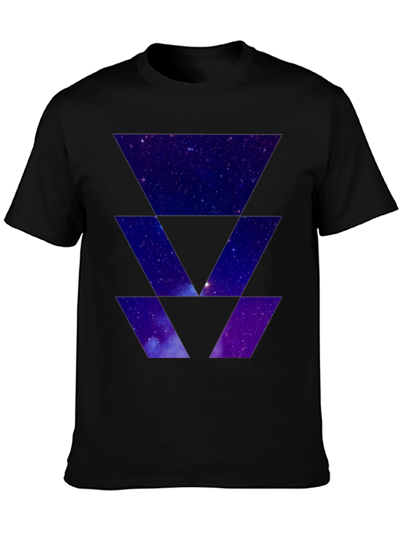 Galaxy Triangles Graphic Black T-Shirt