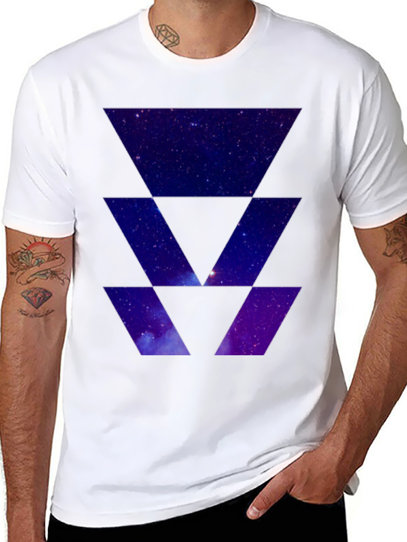 Galaxy Triangles Graphic Black T-Shirt