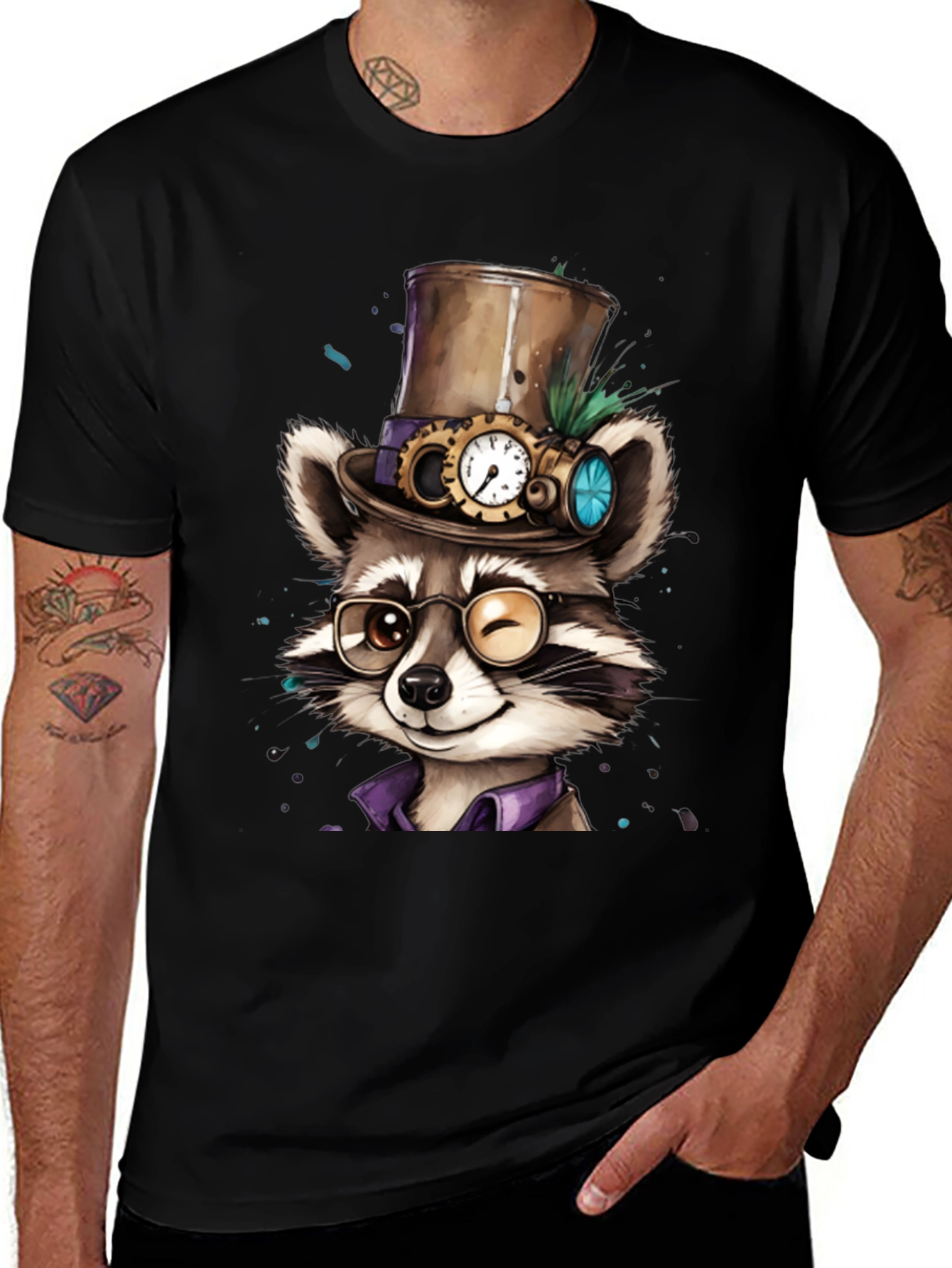 Steampunk Raccoon Graphic Tee