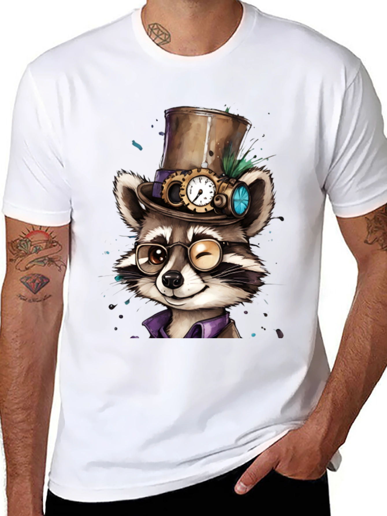 Steampunk Raccoon Graphic Tee
