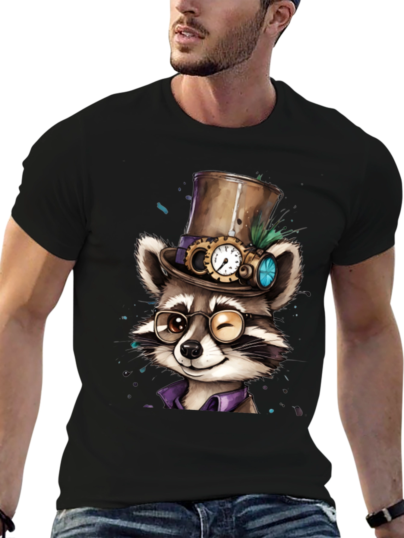 Steampunk Raccoon Graphic Tee