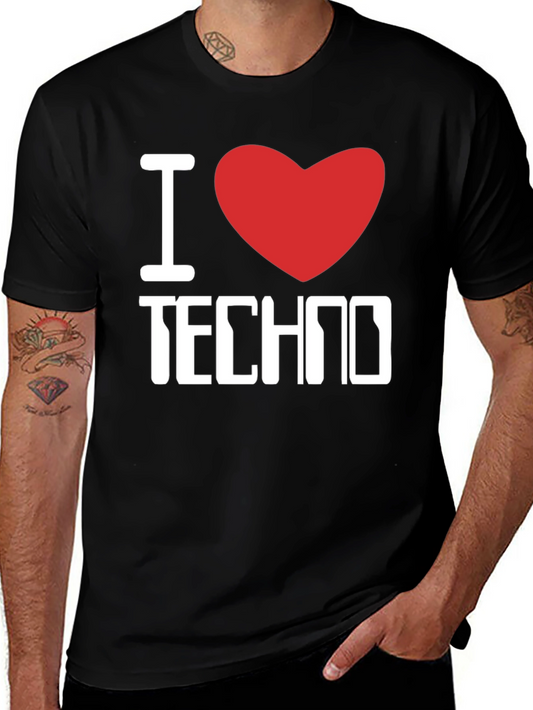 I Love Techno Graphic T-Shirt - Music Lover Tee