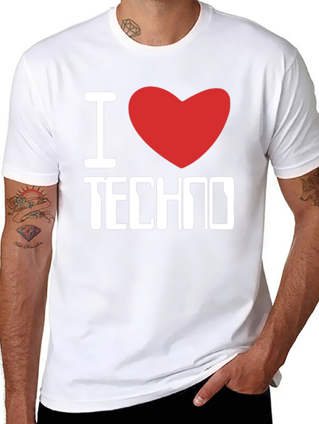 I Love Techno Graphic T-Shirt - Music Lover Tee