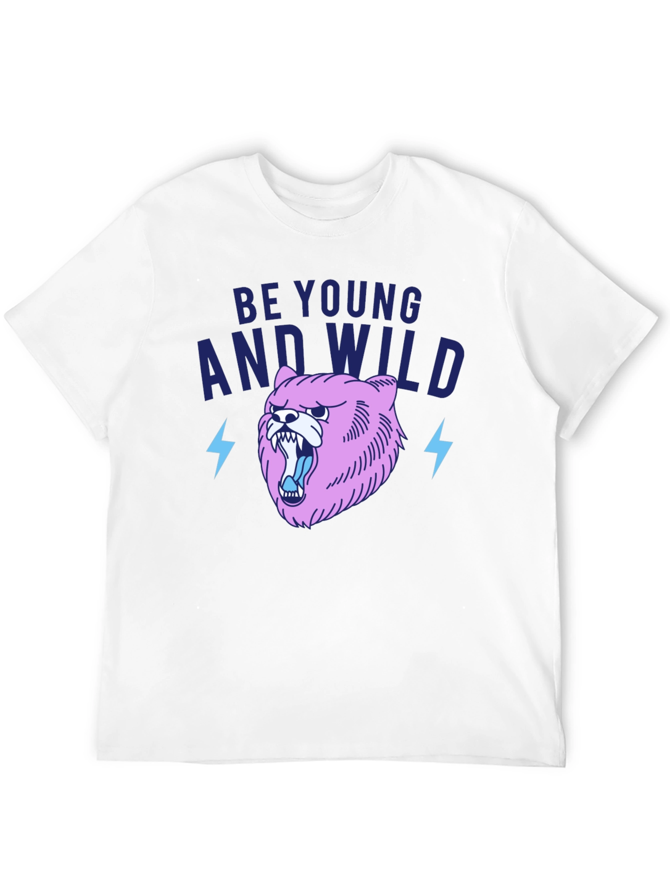 Be Young And Wild Black T-Shirt with Bear Graphic