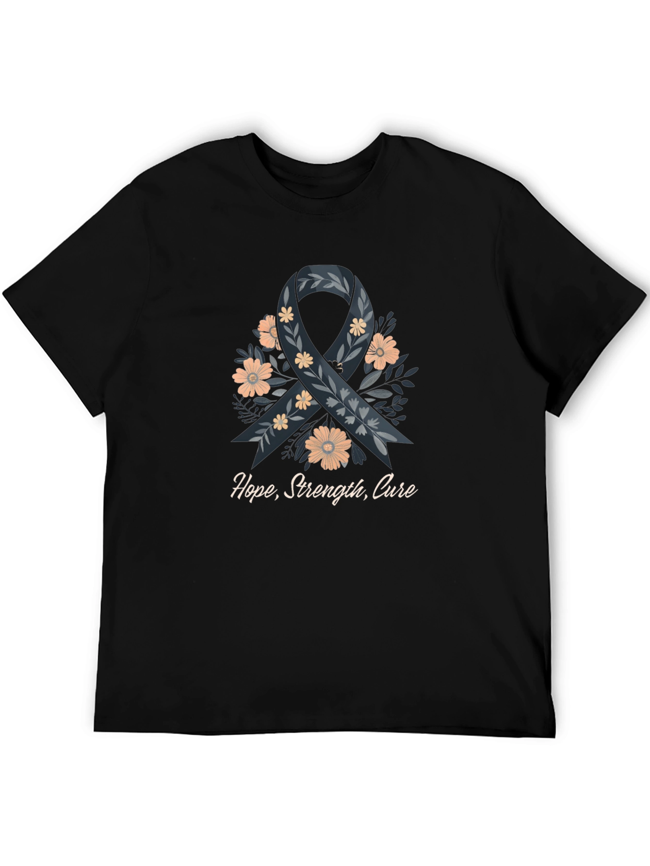 Hope Strength Cure T-Shirt Ribbon Floral