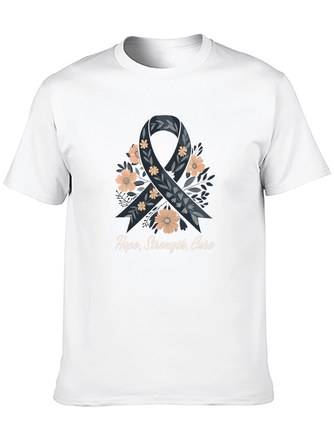 Hope Strength Cure T-Shirt Ribbon Floral