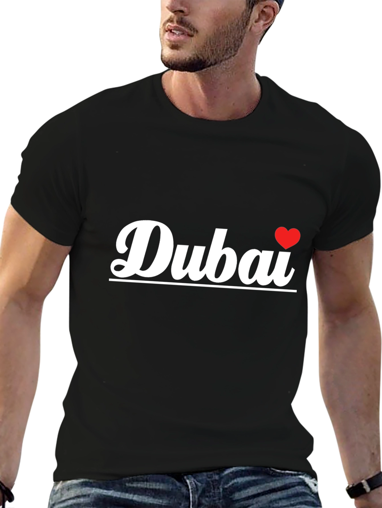 Dubai Love Graphic Tee - Trendy Black T-Shirt