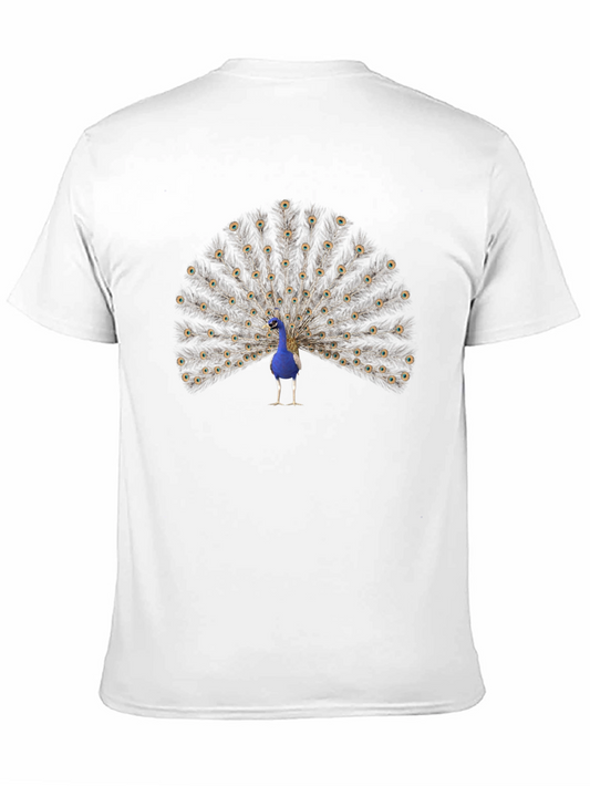 Peacock Graphic Tee - Mens Black Cotton T-Shirt
