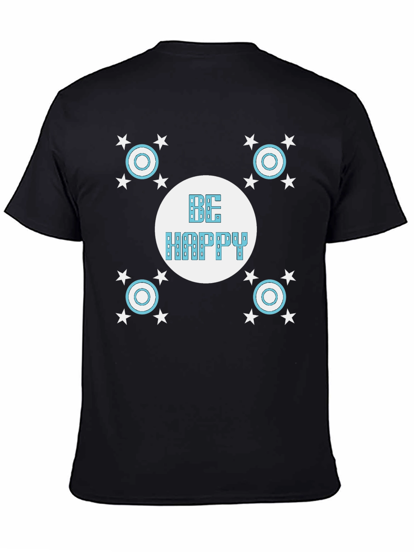 Be Happy Black Graphic T-Shirt
