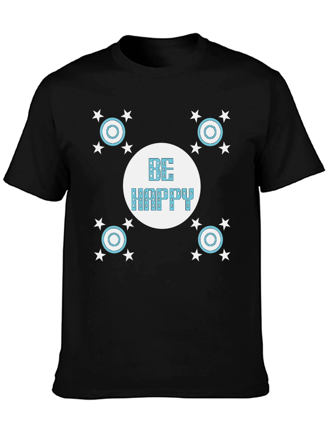 Be Happy Black Graphic T-Shirt