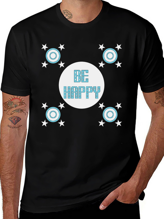Be Happy Black Graphic T-Shirt